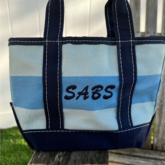 L.L. Bean Small Boat And Tote Mini Zip Blue Canvas Purse - Picture 3 of 6